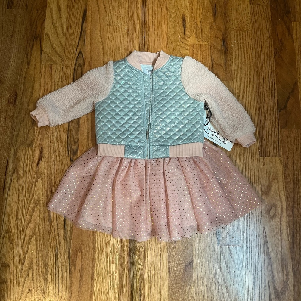 Pippa & Julie pink silver bomber jacket set 12 months
